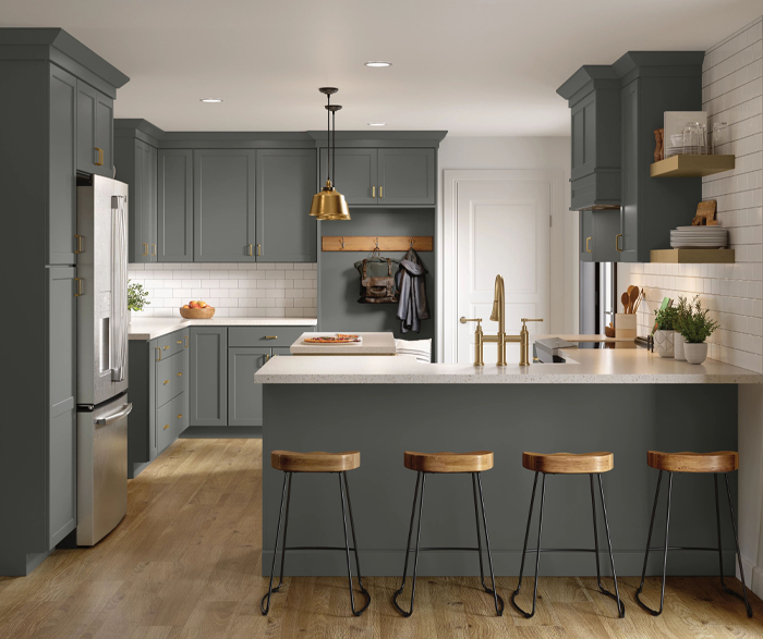 Casual Living with Painted and Birch Kitchen Cabinets