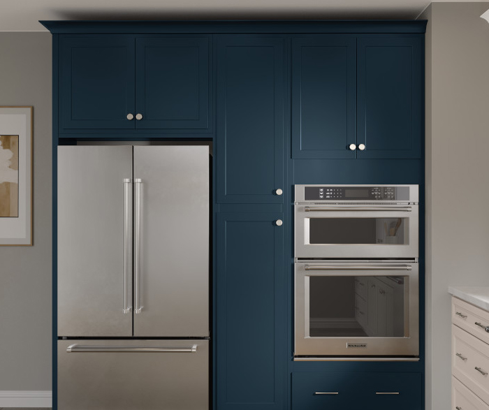 Sophisticated Transitional Kitchen Cabinets with Blue Accents