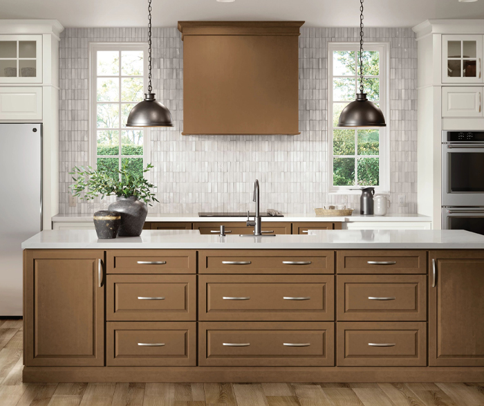 Casual Birch and Painted Kitchen Cabinets