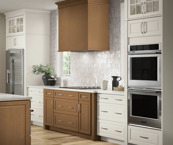 Casual Birch and Painted Kitchen Cabinets