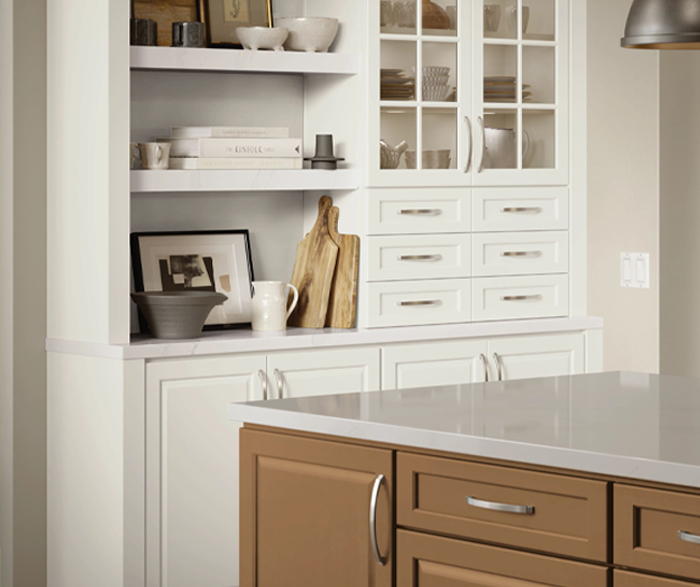 Casual Birch and Painted Kitchen Cabinets