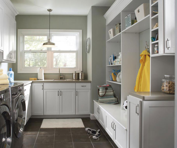 Laundry Room Cabinets in Painted White
